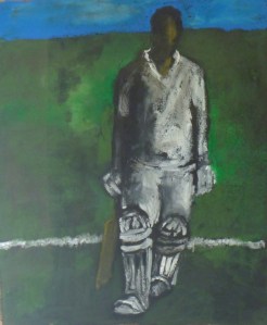BATSMAN acrylic, pastel on paper