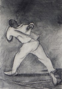 BOWLER charcoal on paper 60 x 50 cm