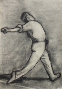 BOWLER charcoal on paper 60 x 50 cm