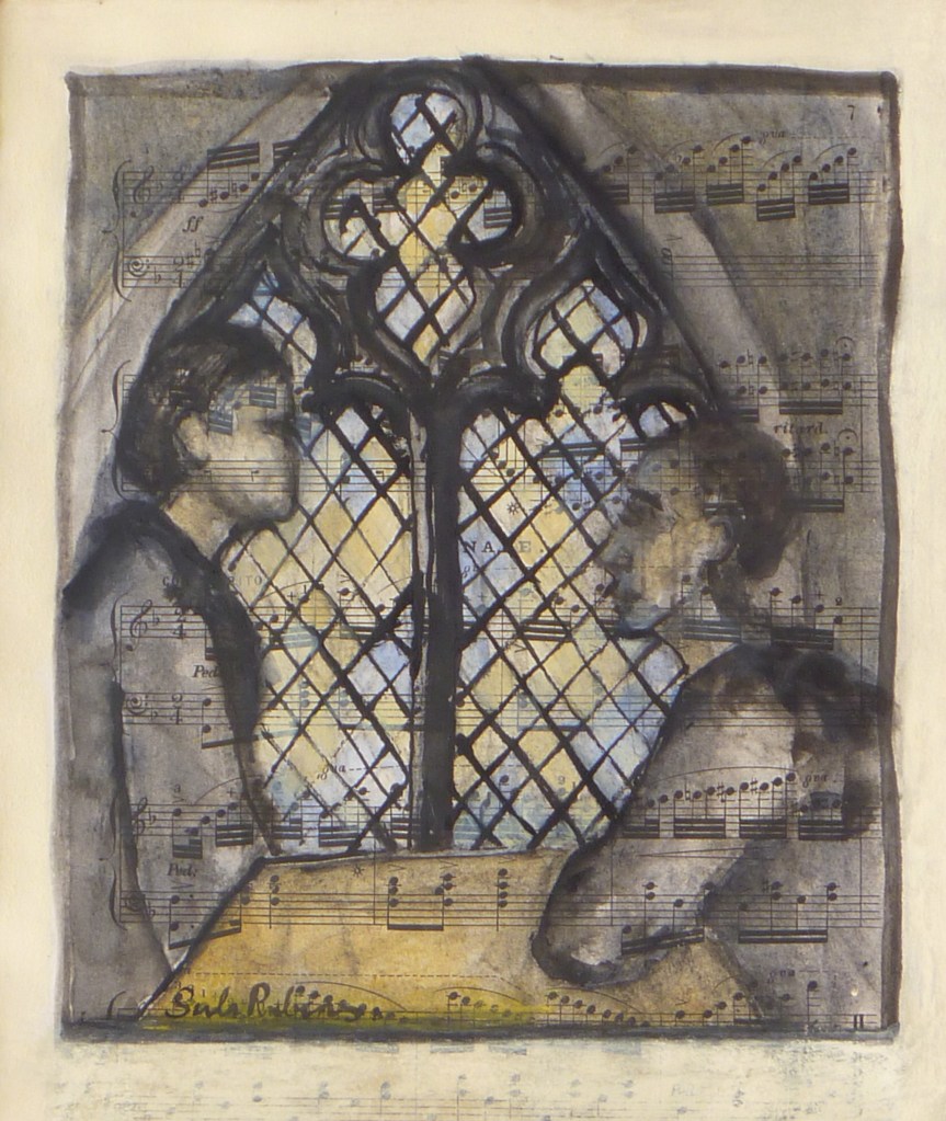 MICHAELHOUSE INTERIOR WITH 2 FIGURES watercolour, Indian ink on paper 28 x 25 cm watercolour, in on paper 28 x 25 cm