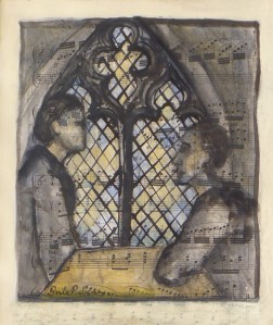 MICHAELHOUSE INTERIOR WITH 2 FIGURES watercolour, Indian ink on paper 28 x 25 cm watercolour, in on paper 28 x 25 cm