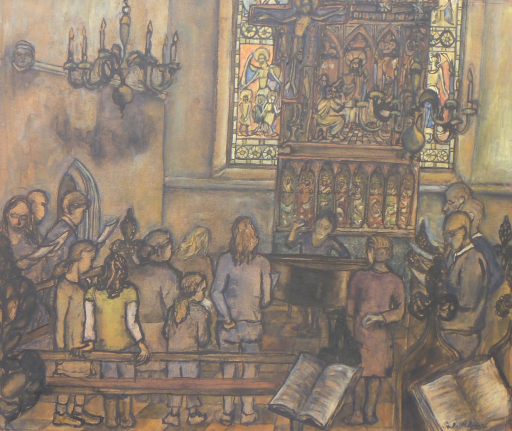 MICHAELHOUSE CHORALE watercolour, ink, acrylic on paper 41 x 49 cm