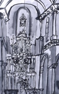 Westerkerk ink drawing 50 x 40 cm