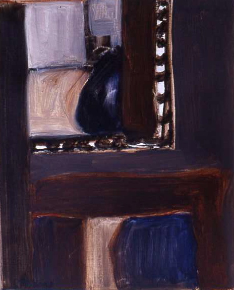 INTERIOR WITH FIGURES oil on paper