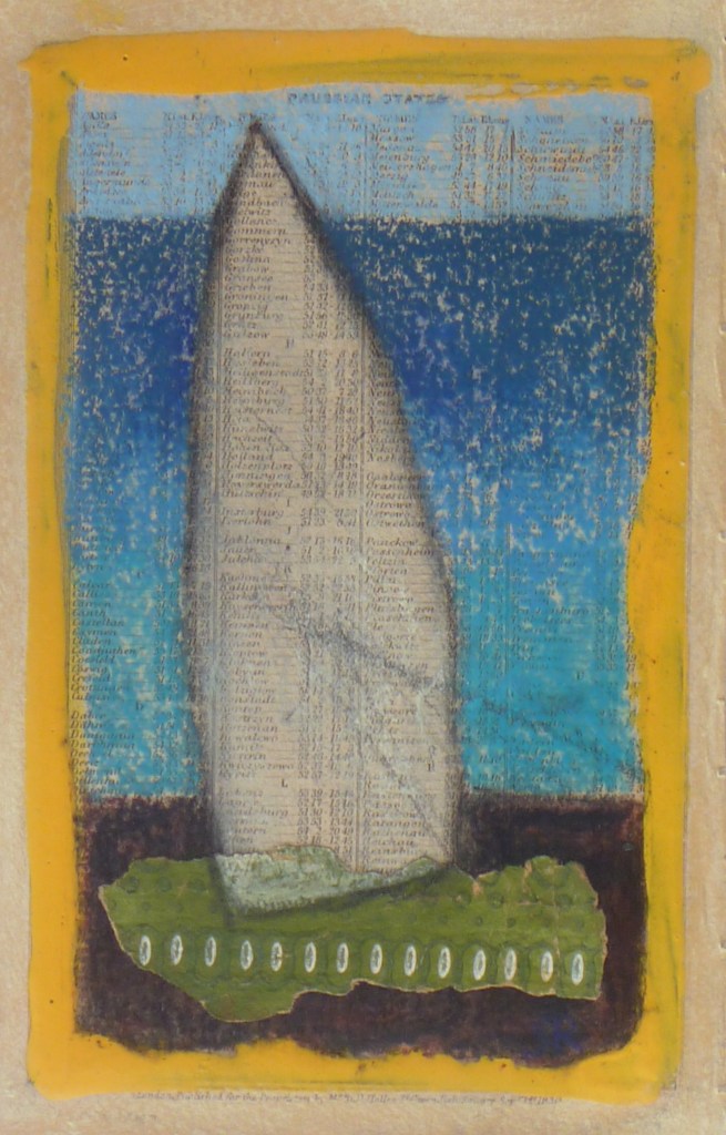 ALDEBURGH SAIL charcoal, Hammerite, pastel on paper