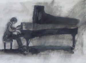 JEAN-EFFLAM BAVOUZET charcoal, Indian Ink on paper 38 x 48 cm