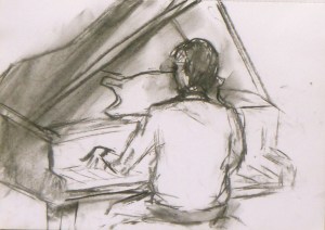 JEAN-EFFLAM BAVOUZET charcoal on paper 29 x 42 cm