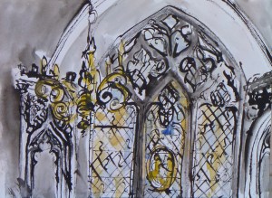 MICHAELHOUSE STUDY Indian ink, watercolour 30 x 42 cm