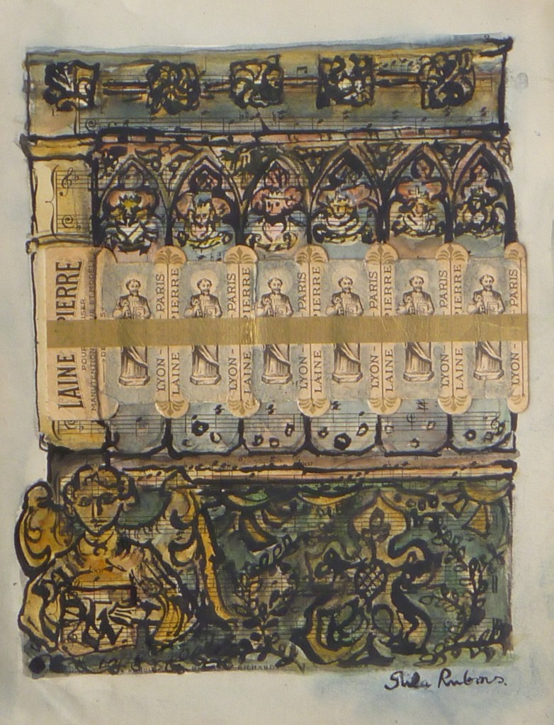 MICHAELHOUSE ALTAR collage, ink & watercolour on paper 33 x 25 cm