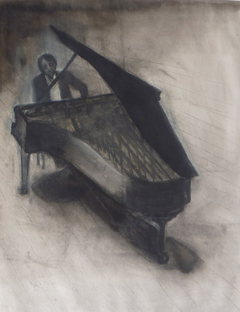 PIANIST ink & charcoal on paper 65 x 55 cm