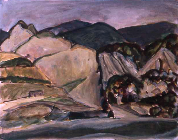 Abandoned Village, Northern Spain acrylic on paper 60 x 70 cm