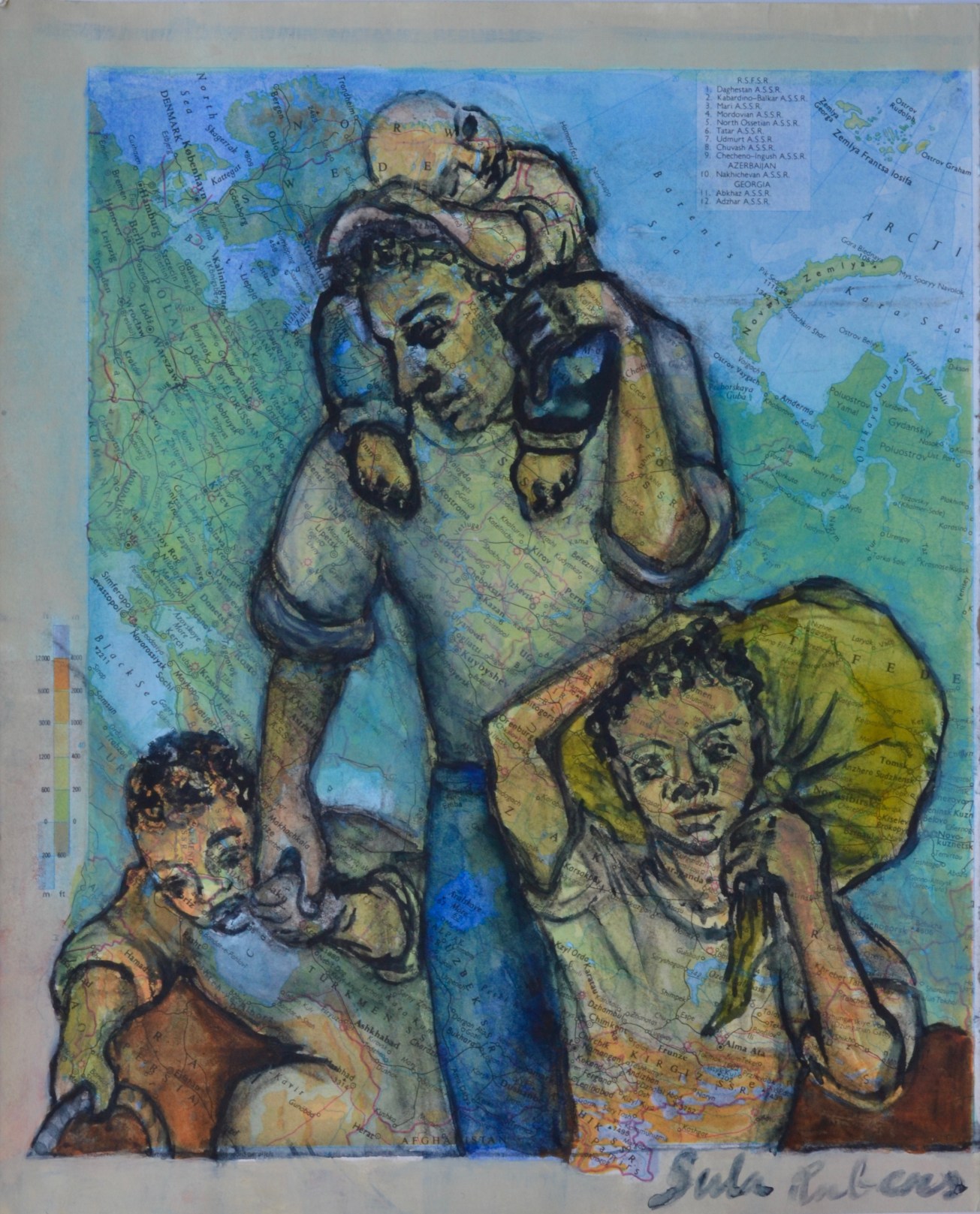Kin Study - Family Watercolour on paper 19 x 24 cm